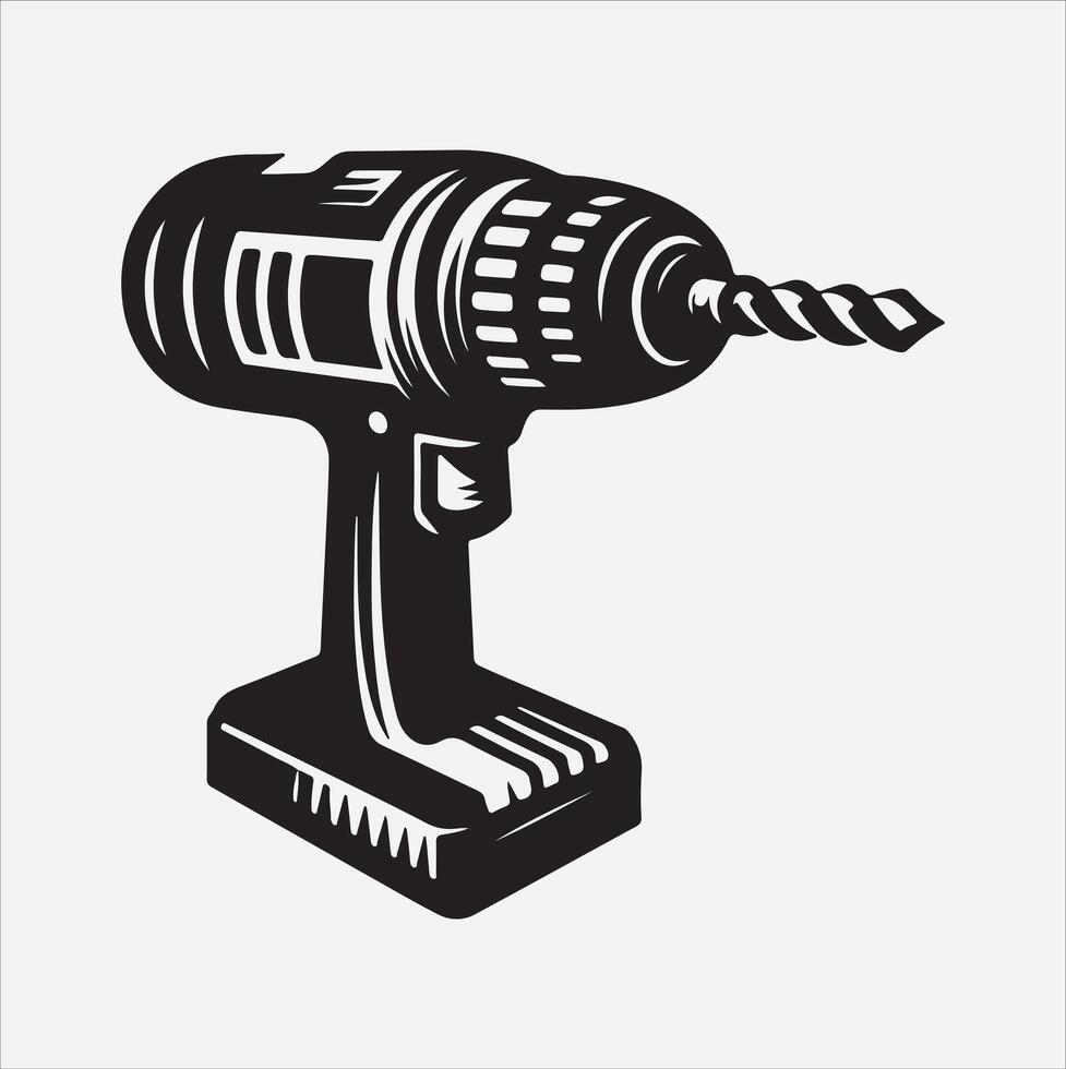 Drill silhouette drawing in illustration vector