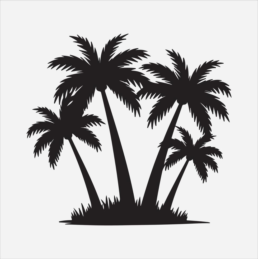 palm tree silhouette on a white background vector