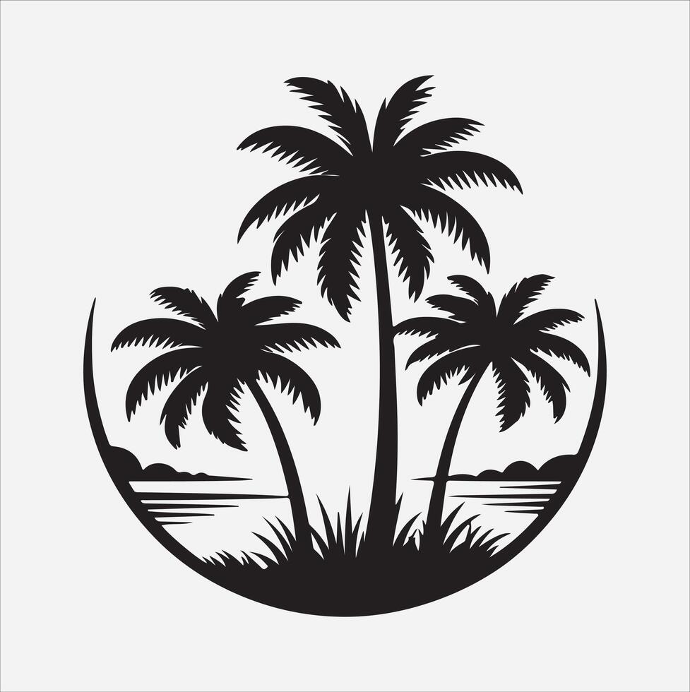 palm tree silhouette on a white background vector