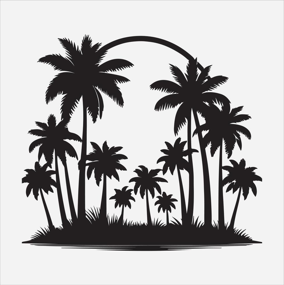 palm tree silhouette on a white background vector