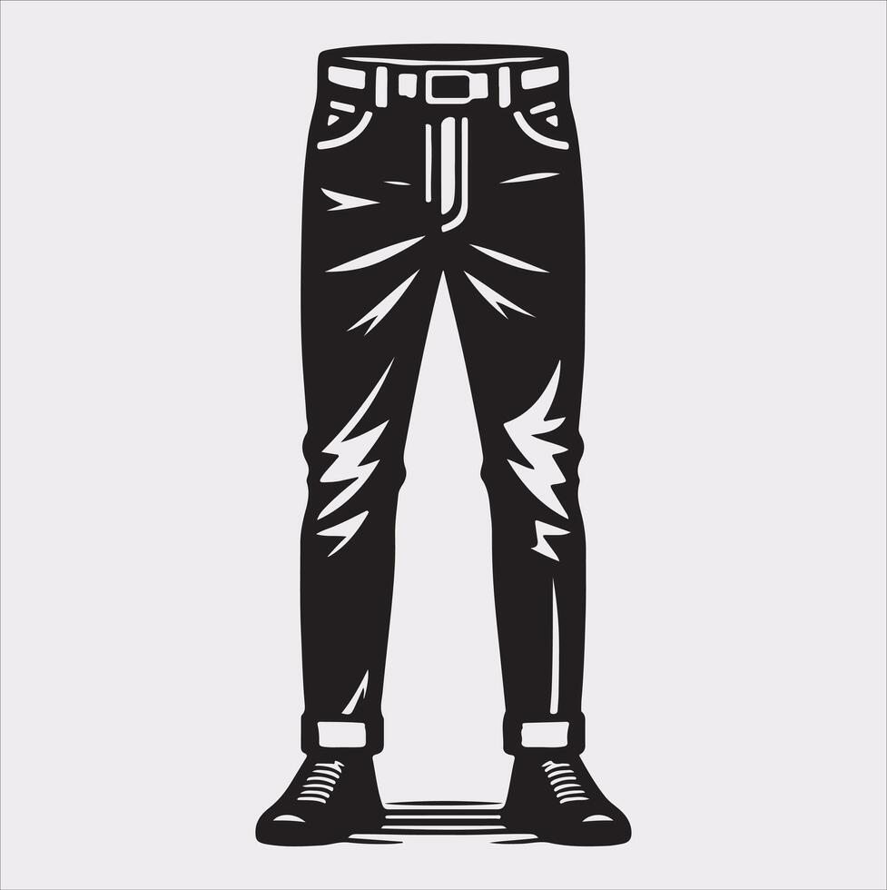 Modern and fashionable pants silhouette on a white background. vector