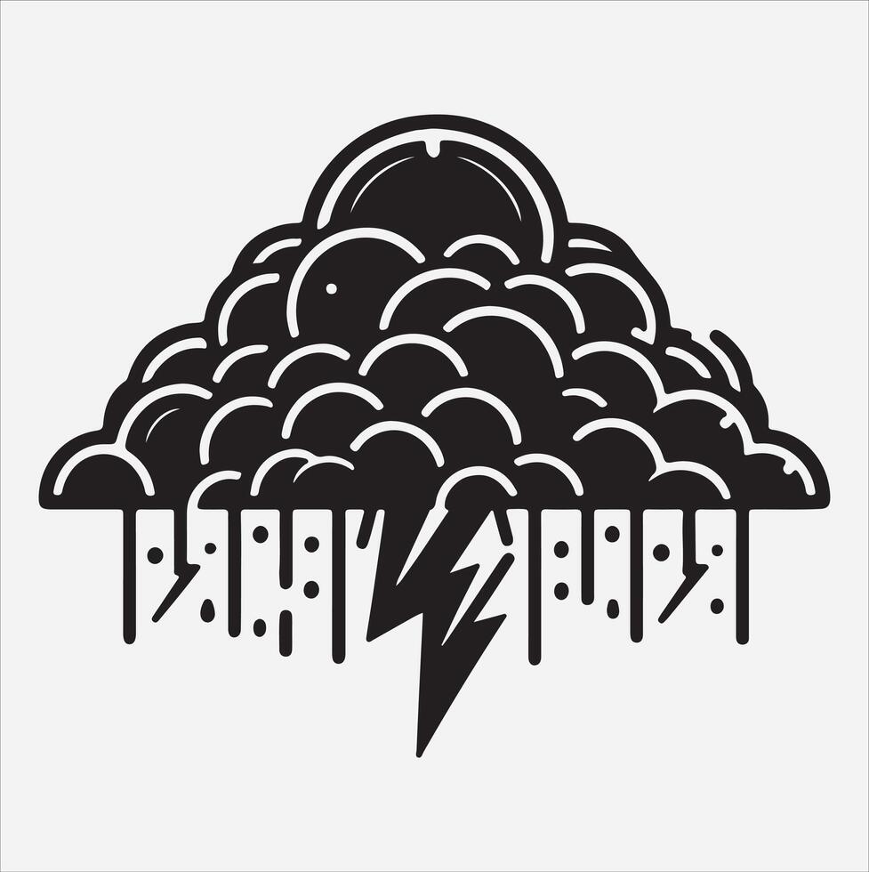 Thunderstorm liner silhouette illustration vector