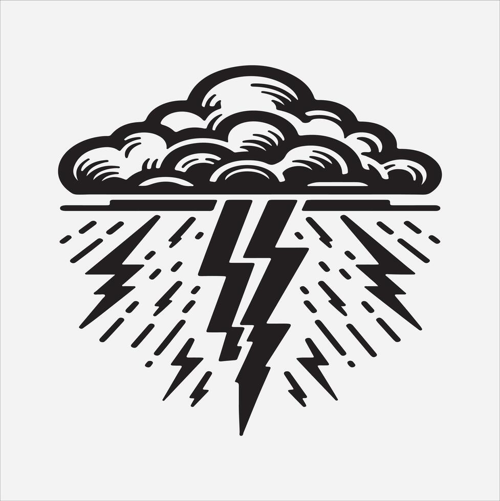 Thunderstorm liner silhouette illustration vector