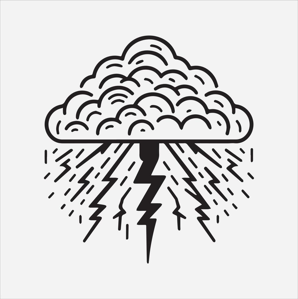 Thunderstorm liner silhouette illustration vector