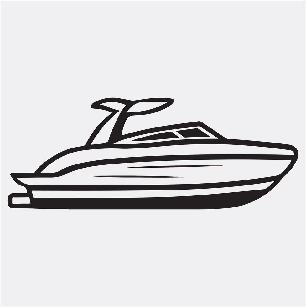 speed boat icon silhouette art illustration, solid white background vector