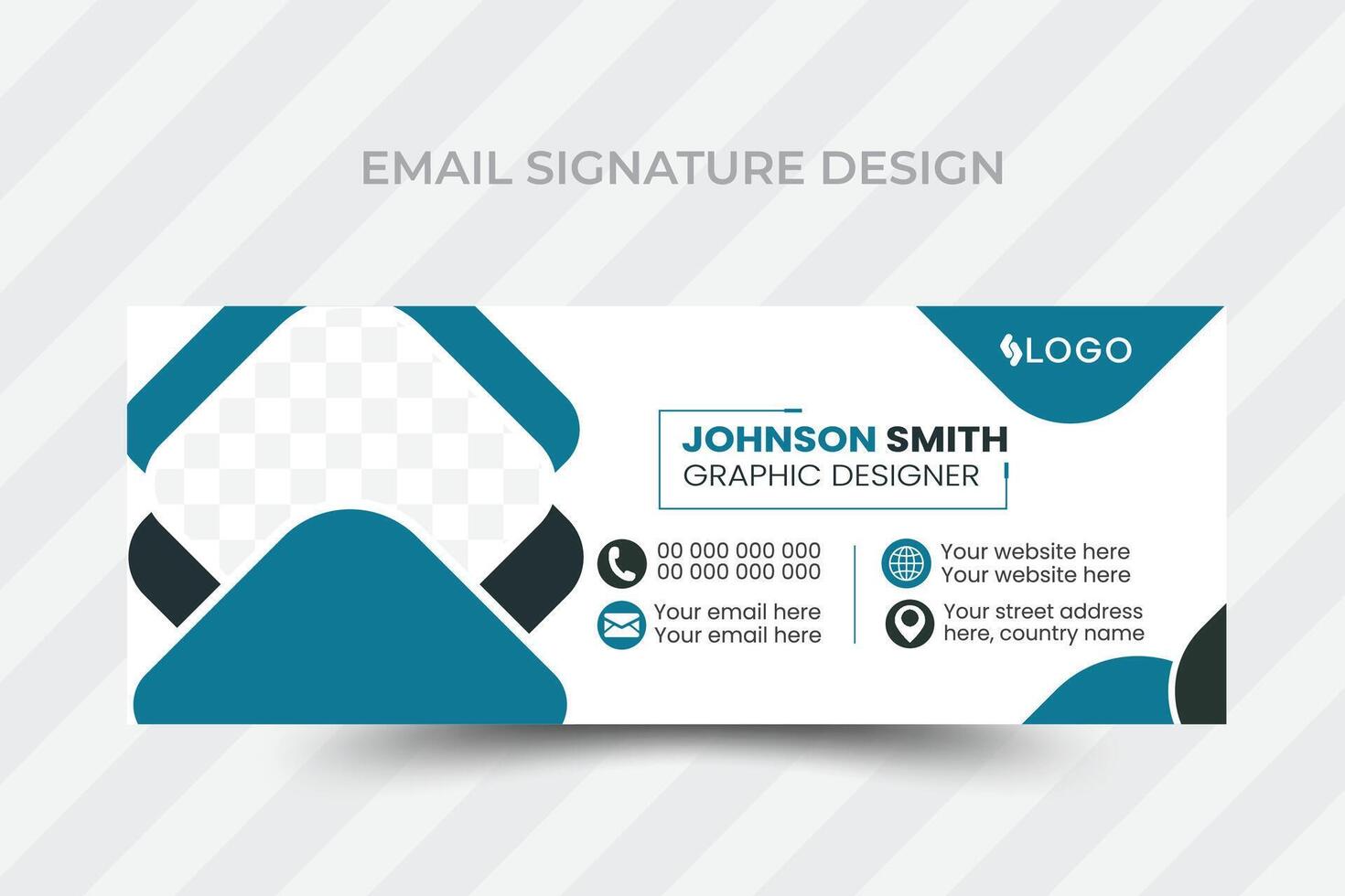Professional geometric business and corporate email signature. Modern and minimalist layout. vector