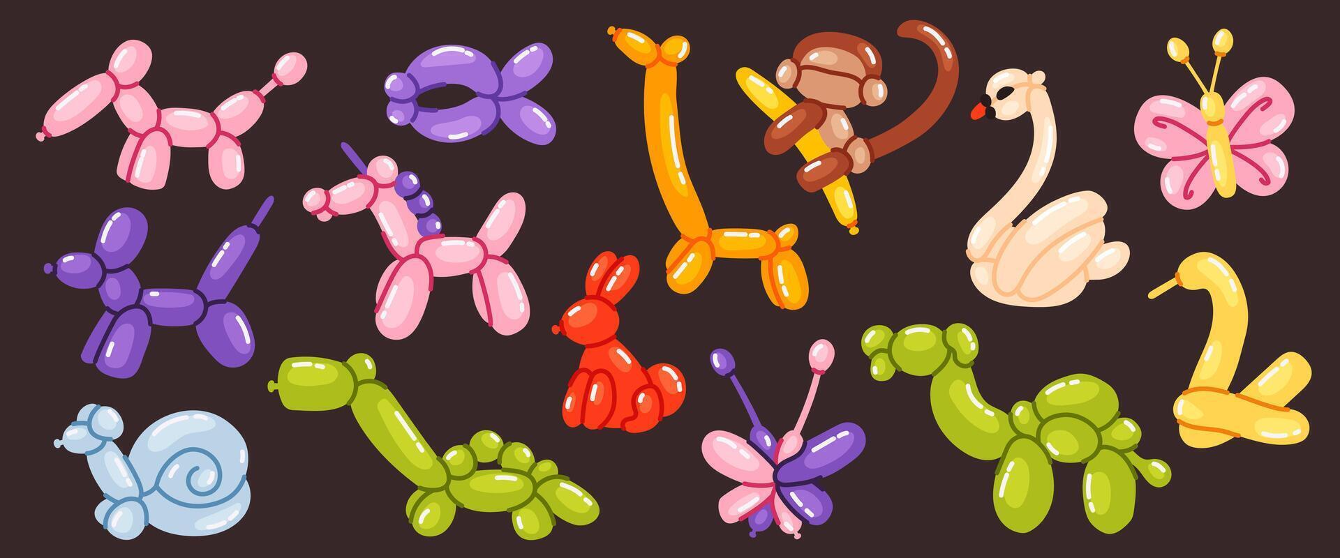 Set of various balloon figures vector