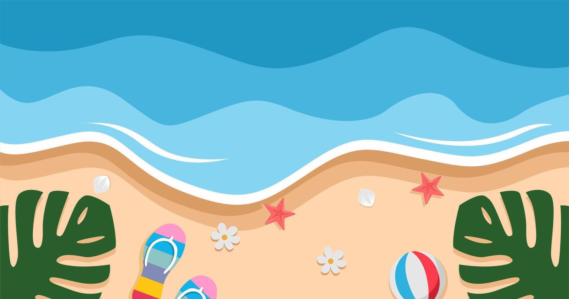 Summer beach background. illustration in flat design style. file EPS vector