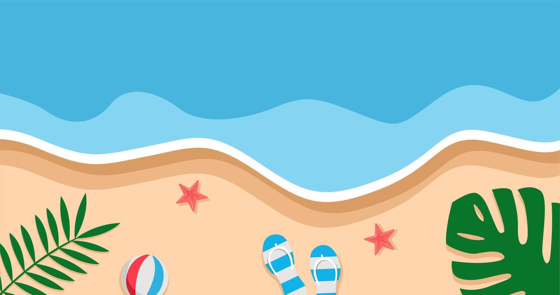 Summer beach background. illustration in flat design style. file EPS vector