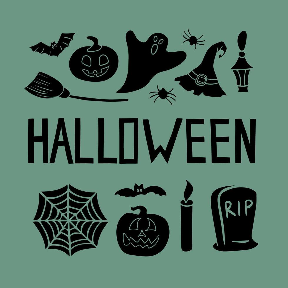 A set for the celebration of Halloween. vector
