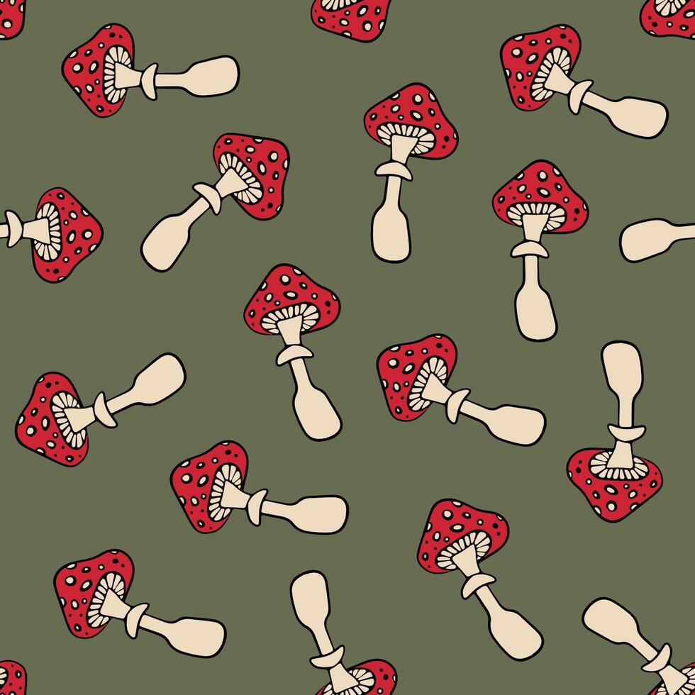 Illustration of pattern with fly agaric. vector