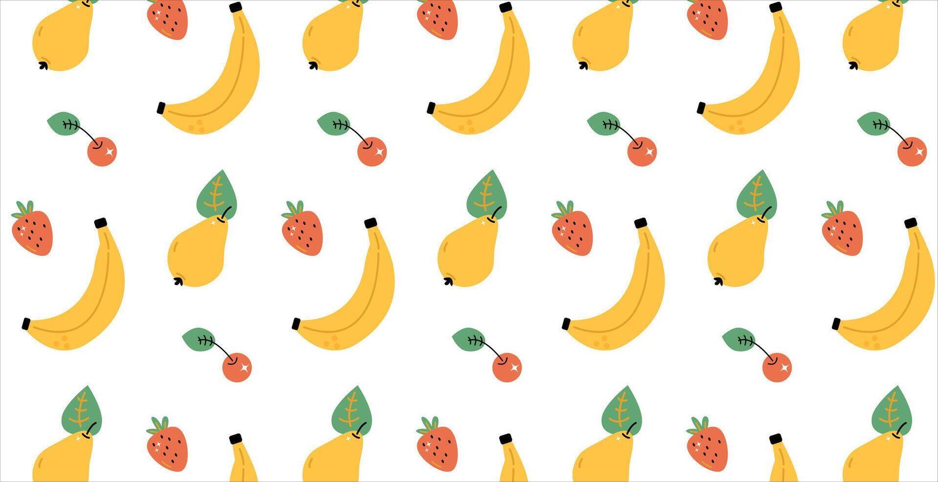 pattern with cute bright fruits on a white background vector