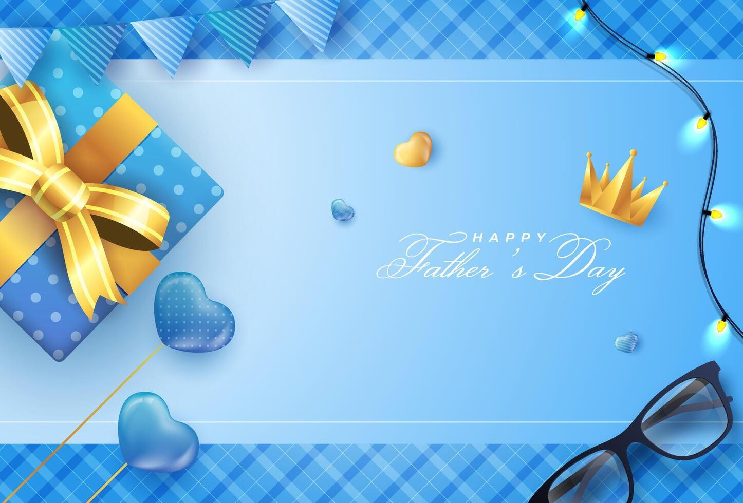 Design of Happy Father's Day greeting card, banner, poster or balloon with flying heart, bow tie and gift. Paper art, digital craft 3d style. vector