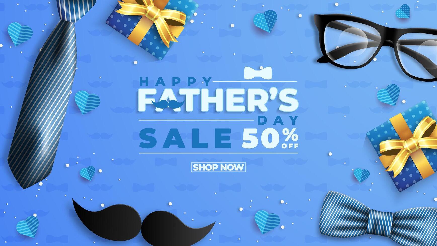 Father's Day Sale Promotion Poster or banner with open gift wrap paper concept. Promotion and shopping template for Father's Day. vector