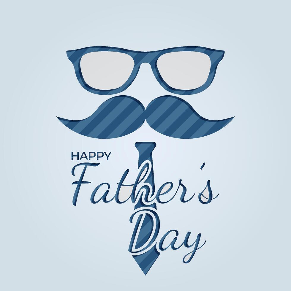 Happy Fathers Day greeting card design for men's event, banner or poster. Striped background with paper cut mustache and glasses. Congratulation text. vector