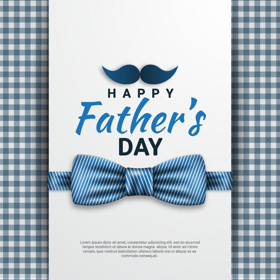 Father's Day poster or banner template with bow tie and mustache. For Father's Day in Promotion flat style and shopping templates for love dad vector