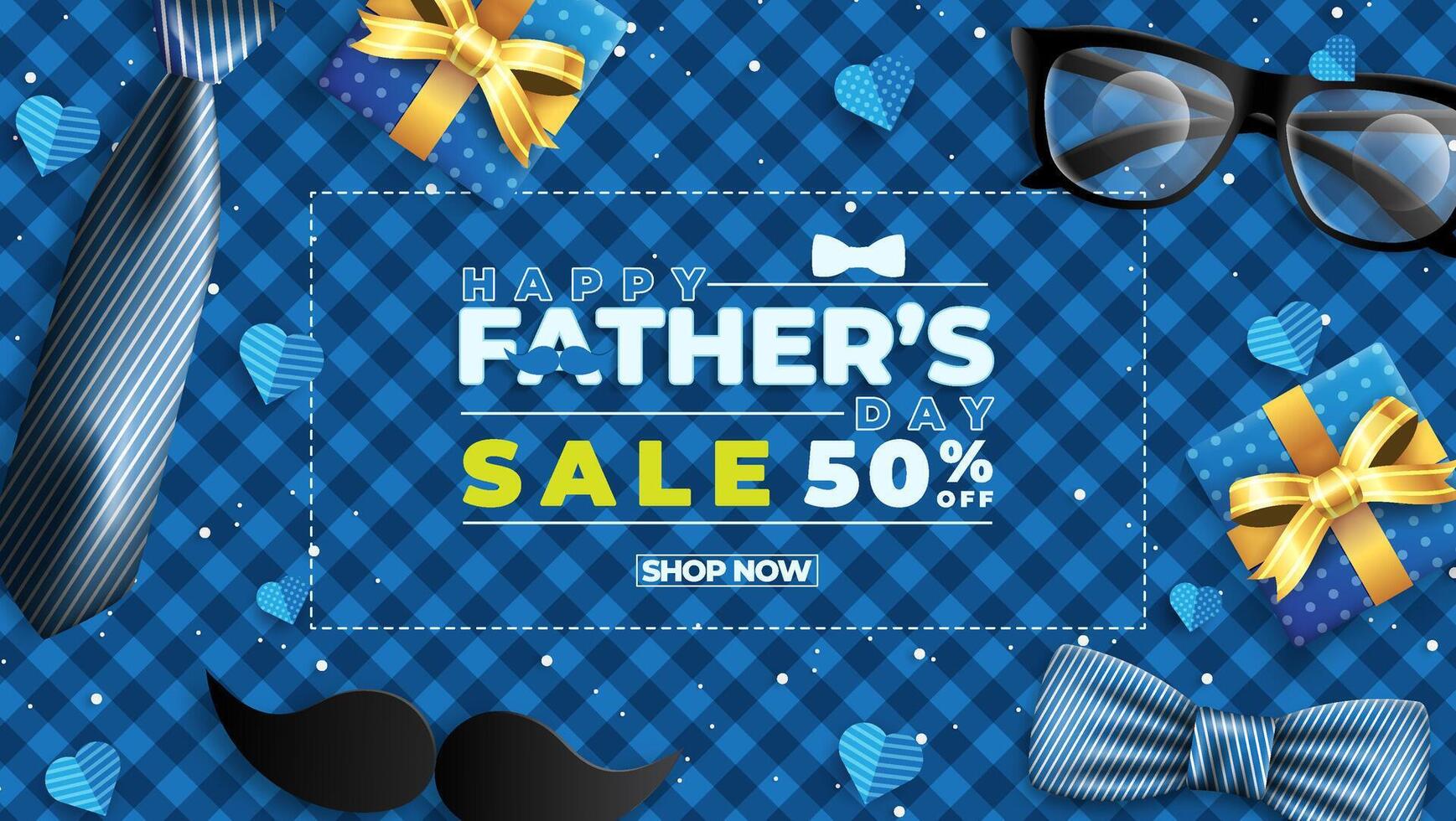 Father's Day Sale Promotion Poster or banner with open gift wrap paper concept. Promotion and shopping template for Father's Day. vector