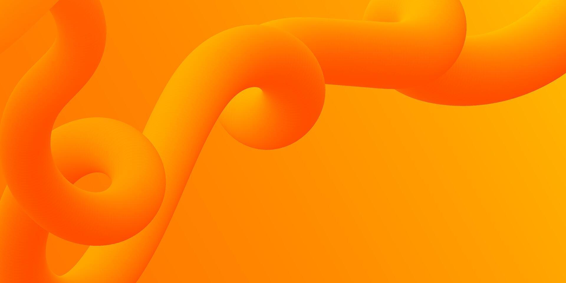 Bright orange colored background with gradient and abstract 3d tube shaped figure Sunny template for your business cover presentation Futuristic banner for invitations announcement websites vector