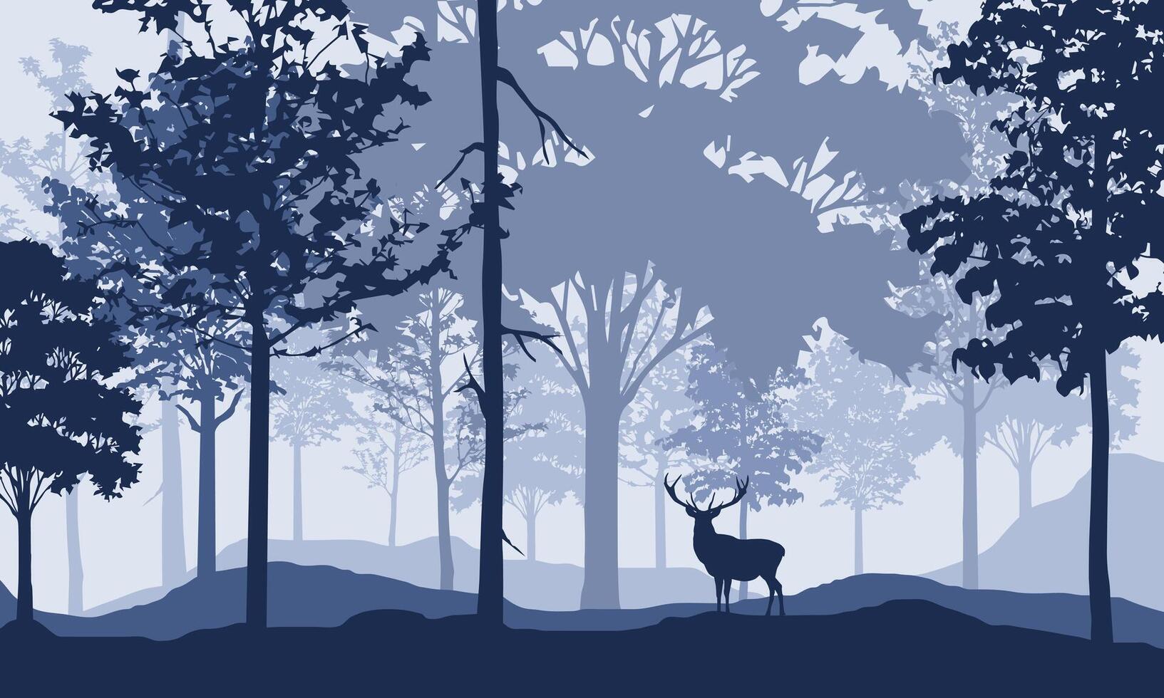 Silhouette of beautiful outdoor forest scene vector