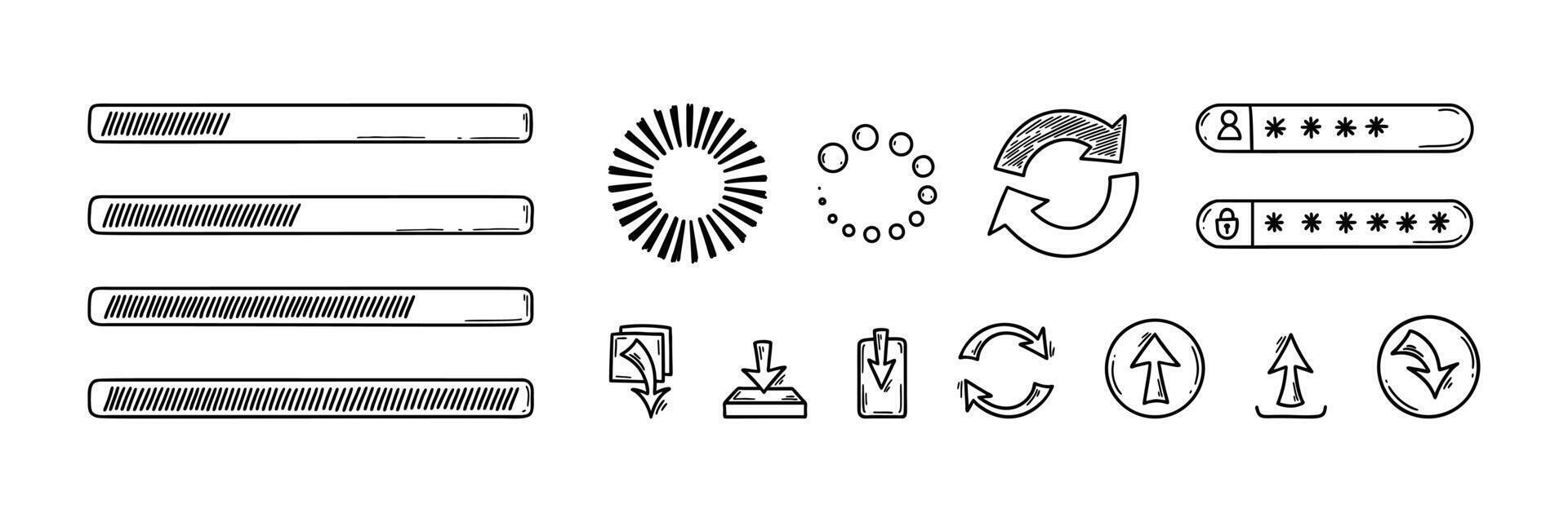 Doodle web ui ux design sketch elements. Website user interface icons ...