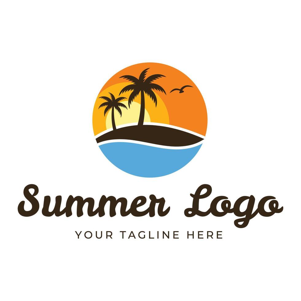 Summer beach holiday logo vector