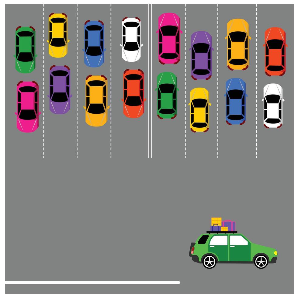 Traffic jam in the city. Car illustration in flat style. Colorful vehicle traffic illustration design element. illustration of road conditions vector