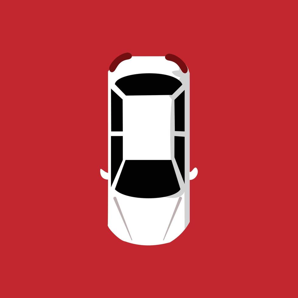 Car icon in flat style. Auto mobile illustration on red background. White vehicle illustration design element. private car for daily use vector