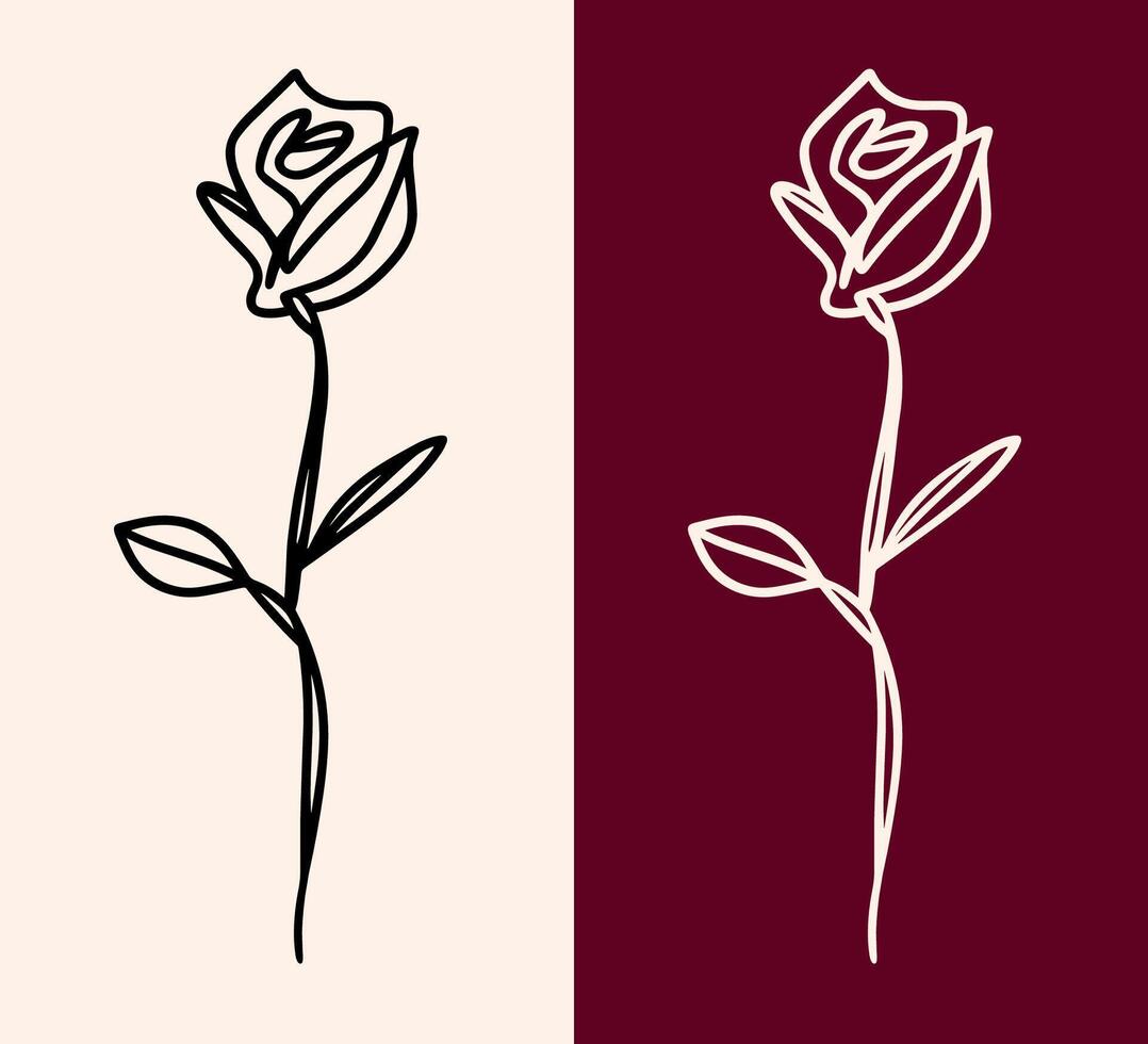 Single rose flower line art graphic drawing sketch doodle dark romance romantic elegant aesthetic illustration isolated element vector