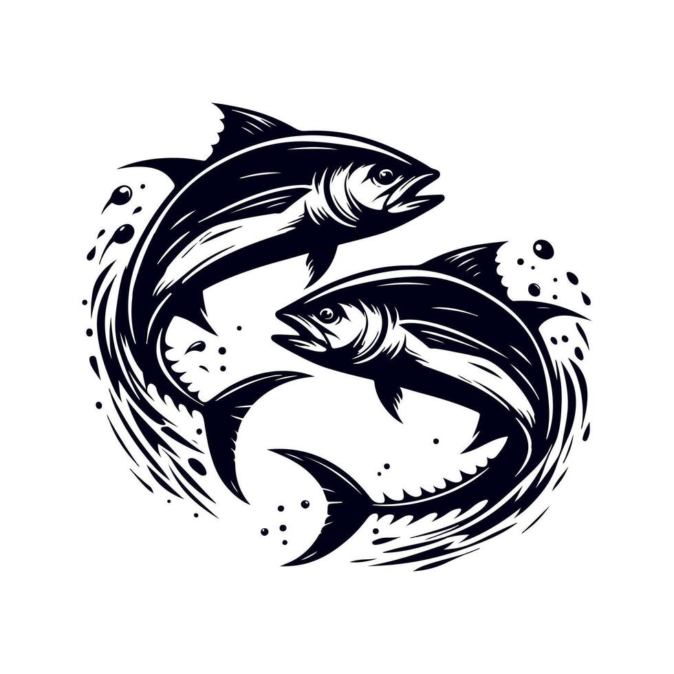 Fishing silhouette Flat design fish,fisherman vector