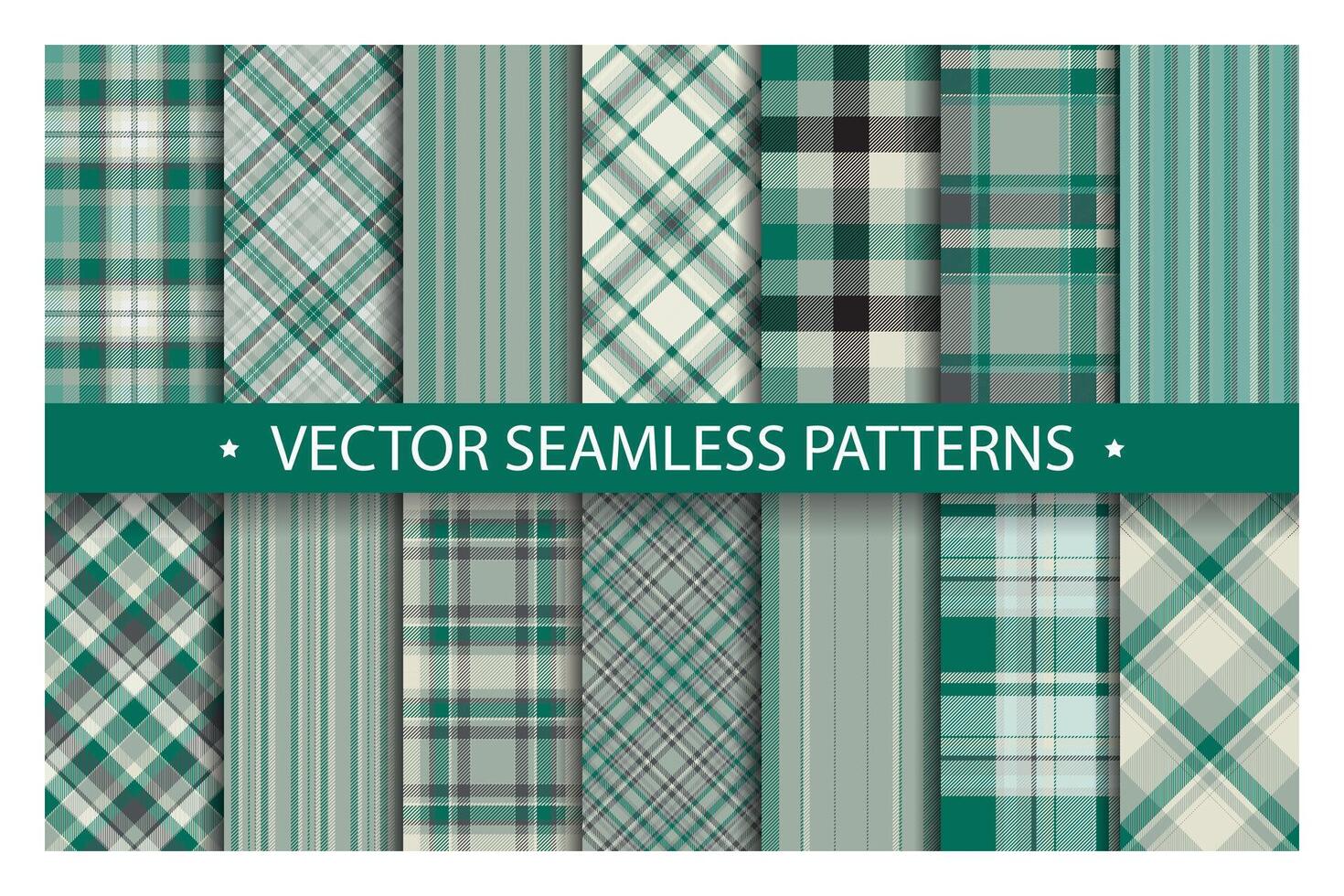 Set plaid pattern seamless. Tartan patterns fabric texture. Checkered geometric background. Scottish stripe blanket backdrop vector