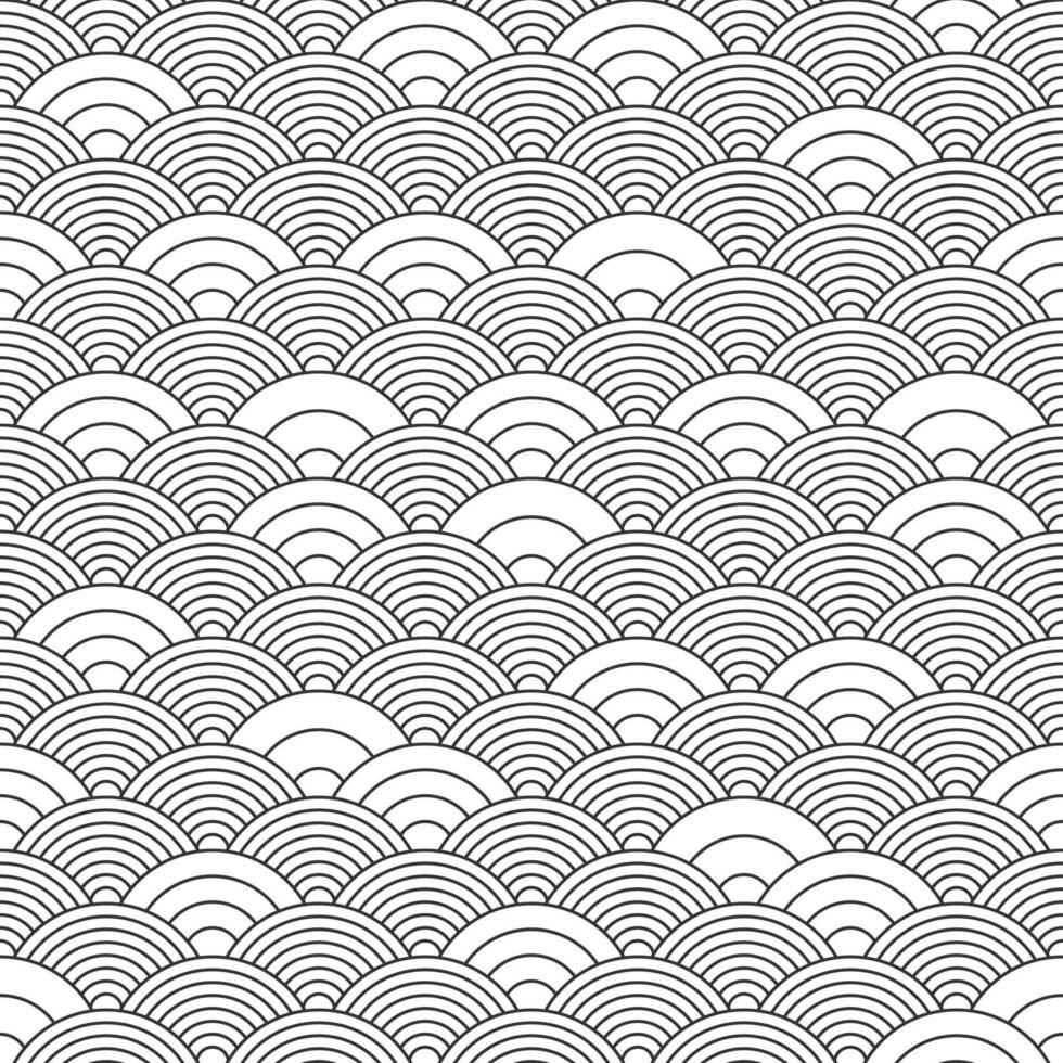 Japanese pattern seamless wave background of black and white color. vector