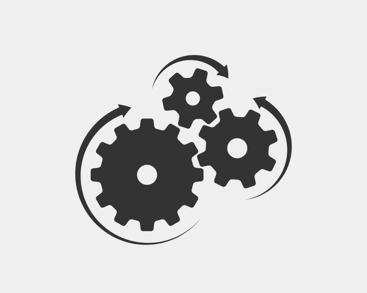 Metal gears and cogs . Gear icon flat design. Mechanism wheels logo. Cogwheel concept template. vector