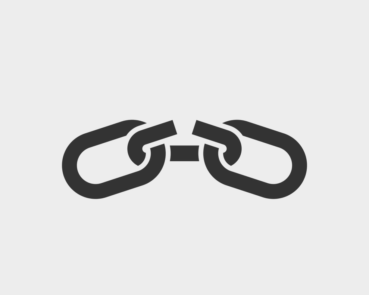 Broken chain link icon . Concept demage connection or join in business. Disconnect symbol isolated on white background. vector