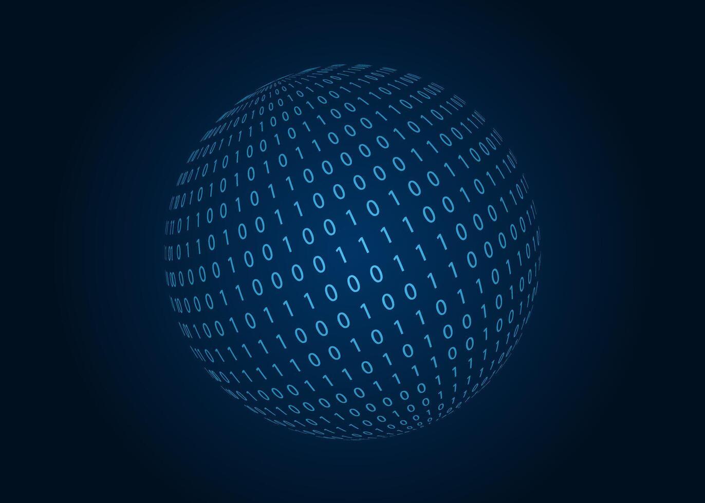 Digital binary code sphere. Blue background. illustration. vector