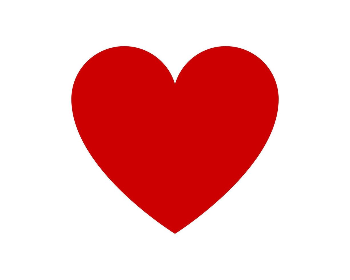 Red shape love heart icon isolated on white background. vector
