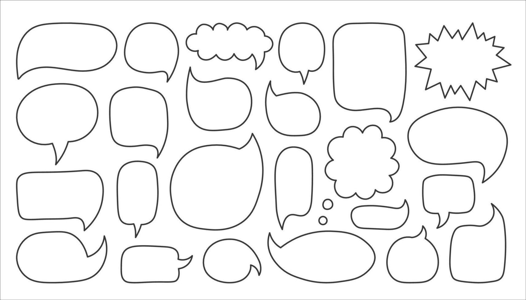 Speech Bubbles Hand Drawn Outline Set vector