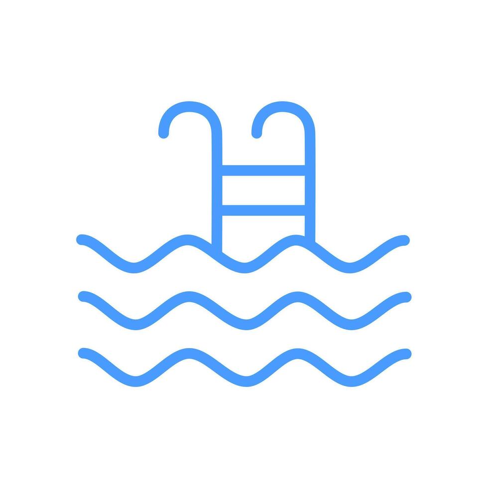Swimming pool blue single flat icon. isolated on white. vector