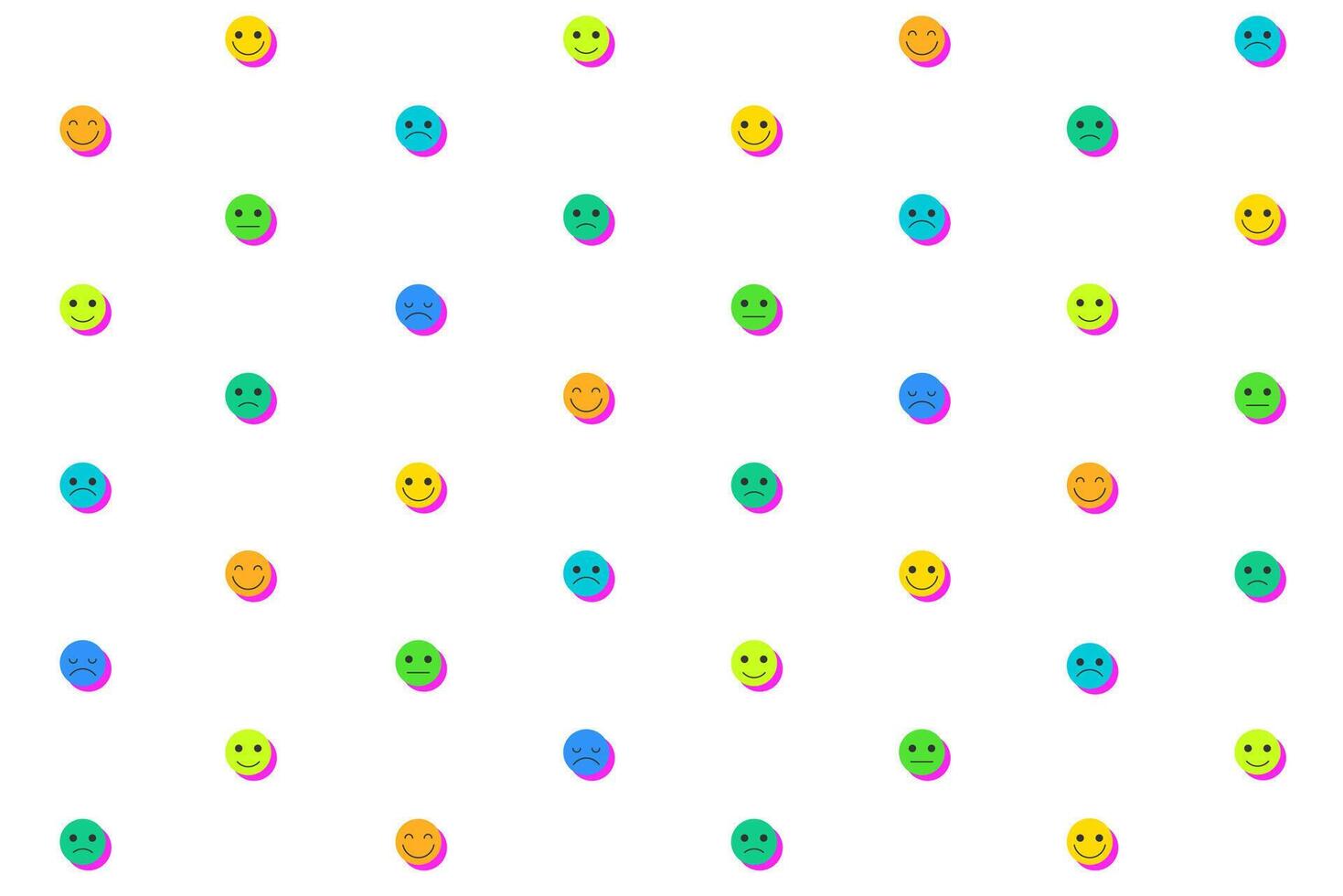 Different human emotions face icons seamless pattern on white background. Variety of human emotions. vector