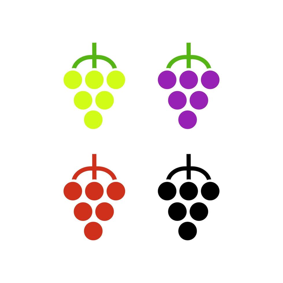 Grapes icons set. flat one and two colors pictograms isolated on white background. vector