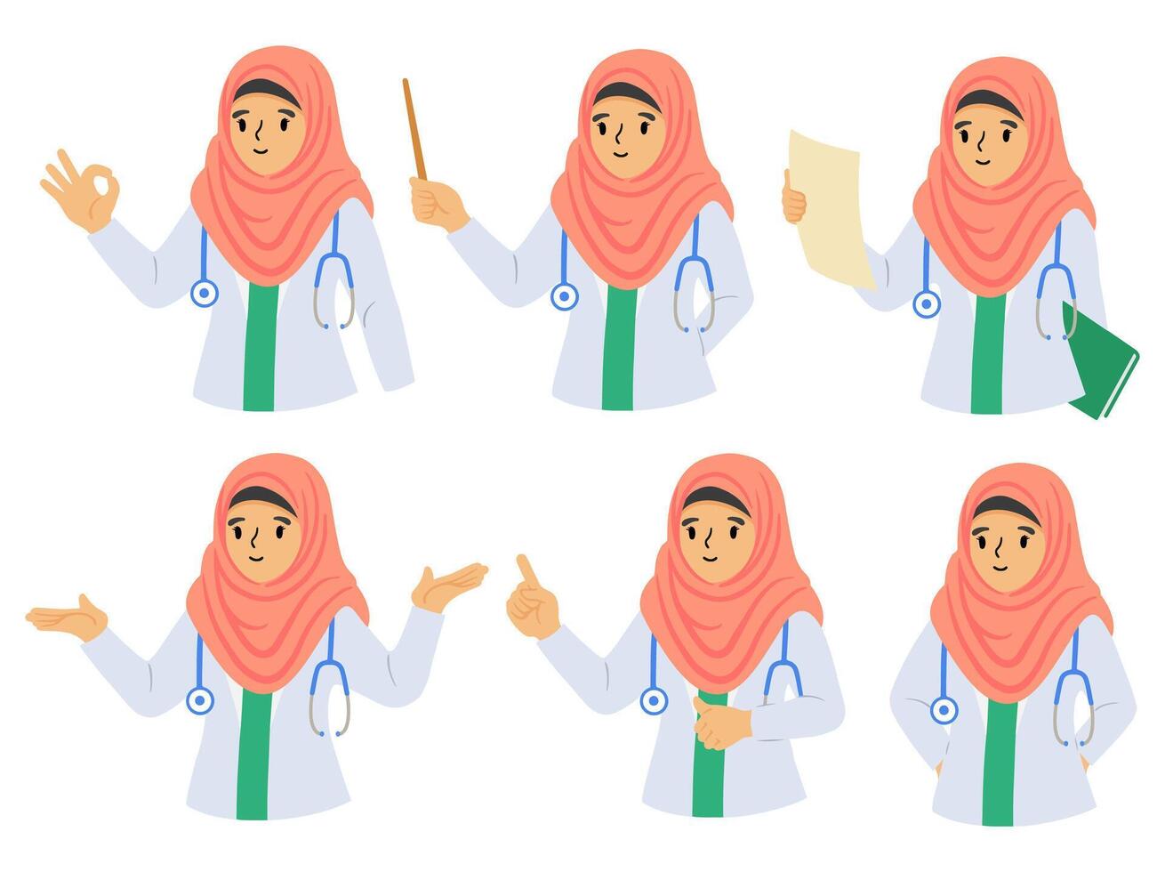 Muslim Female Doctor Wearing Hijab vector