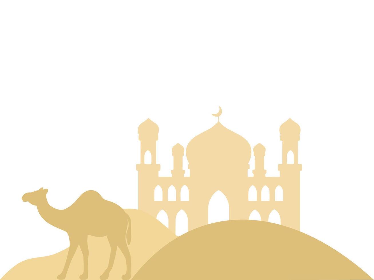 Mosque Eid Al Fitr Camel Background vector
