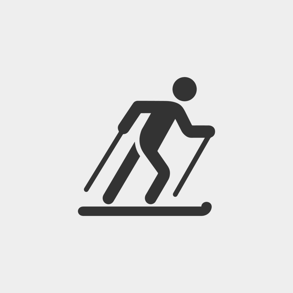 Cross country skiing icon design on white background. Simple flat style . Recreation, sport concept vector
