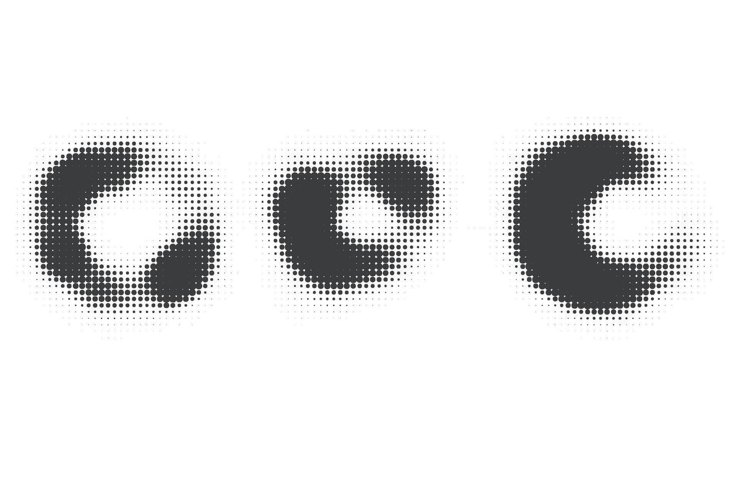 Dotted shapes with halftone gradient. Abstract circle elements. Curve wavy rounds. Set of fluid circular textured organic blobs. vector