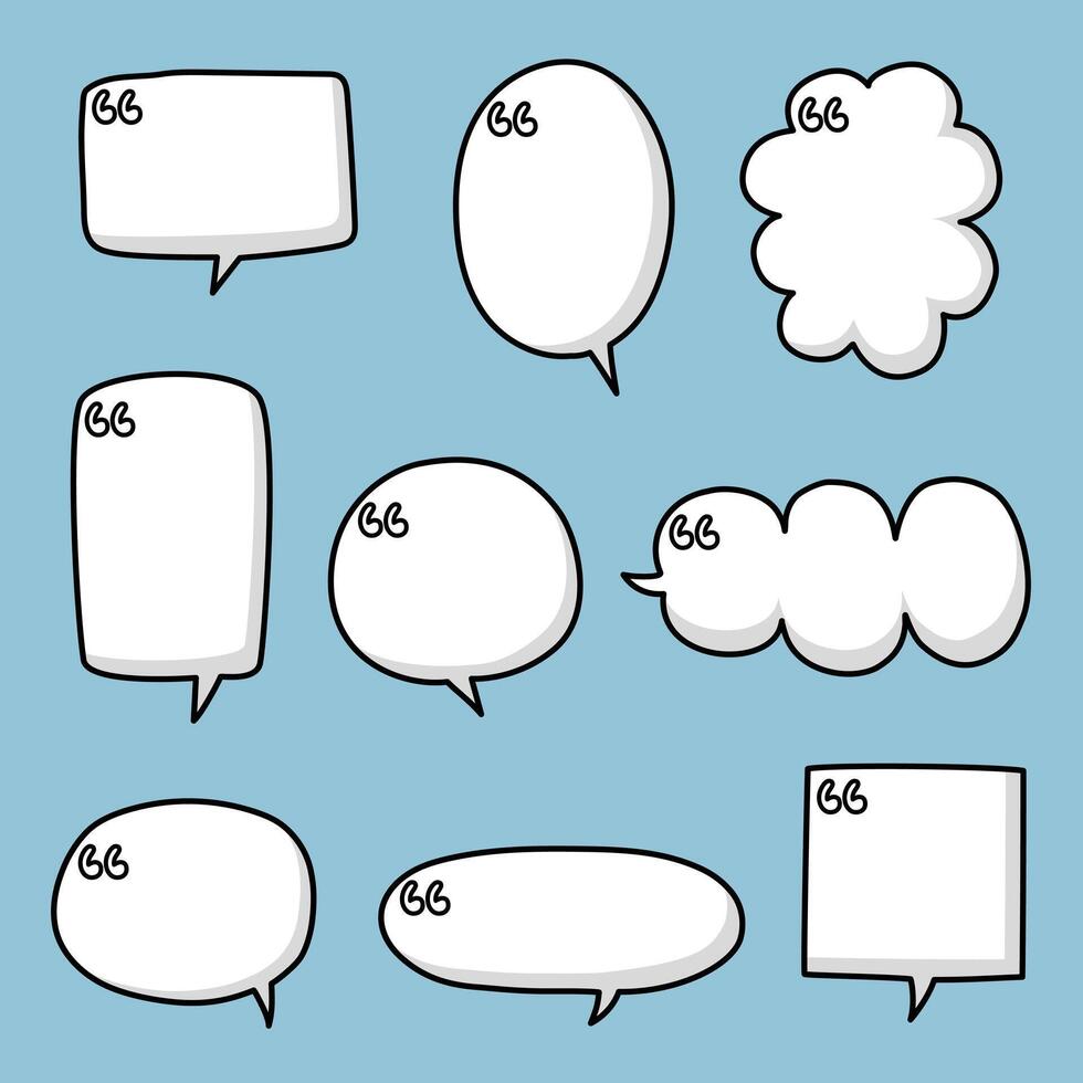 Black and white speech bubble balloon with quotation marks, icon sticker memo keyword planner text box banner vector
