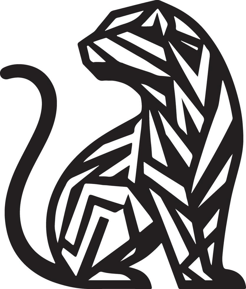 Geometric Panther silhouettes Line art Panther vector