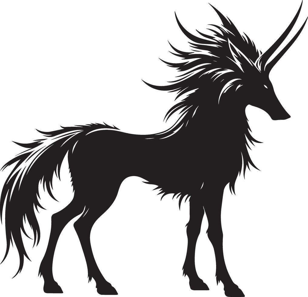 Unicorn Dragon silhouettes vector