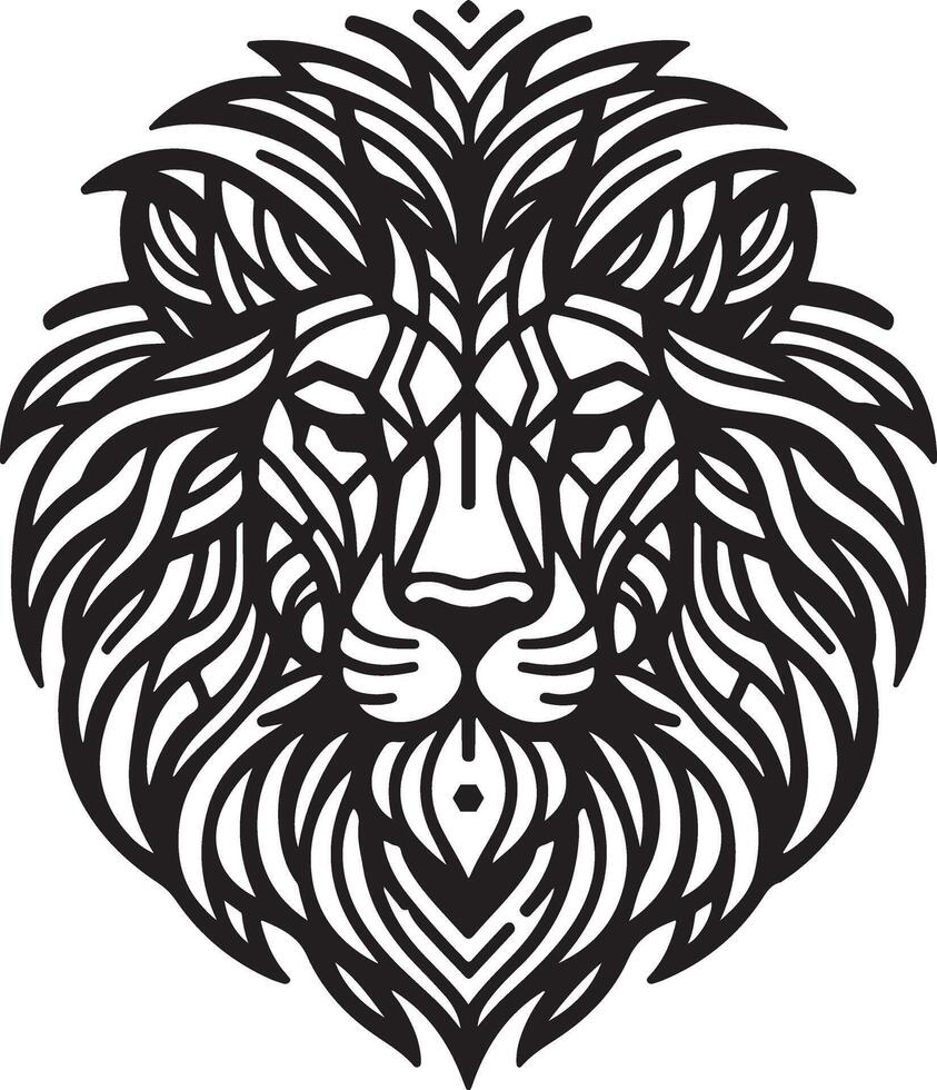 Sketch art of lion head, Line art of lion head illustration vector