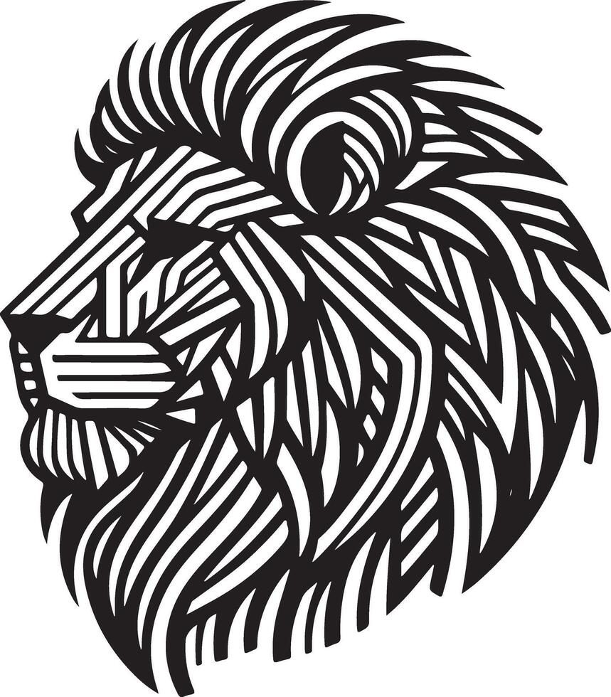 Sketch art of lion head, Line art of lion head illustration vector