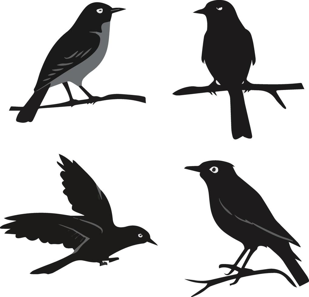 Bird silhouette illustration set vector