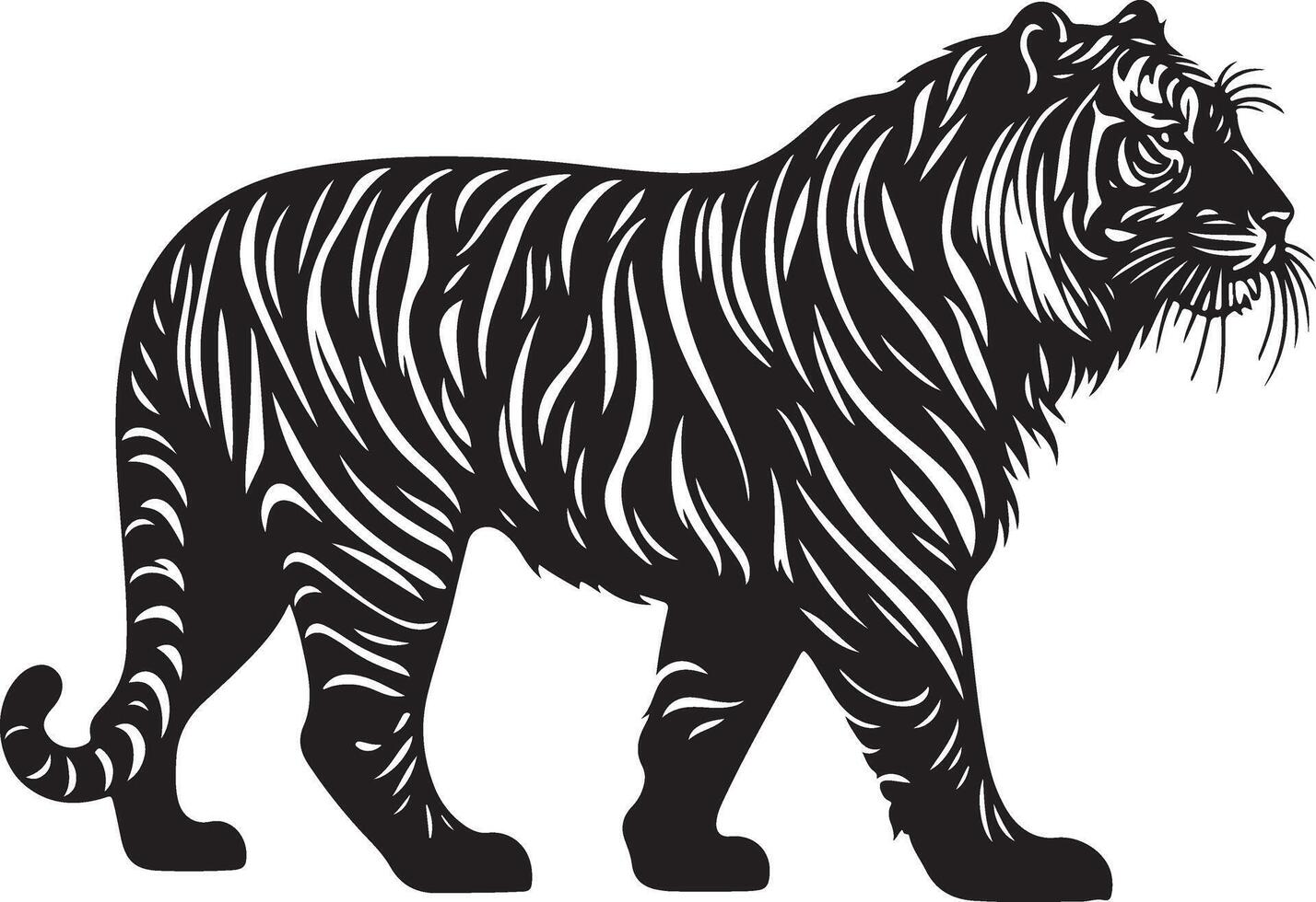 Tiger sketch art, Tiger line art illustration vector